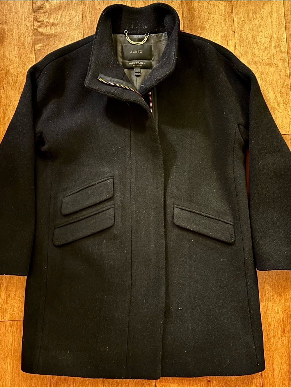 J.Crew Black Cocoon Coat Italian Stadium Cloth Wool 10P